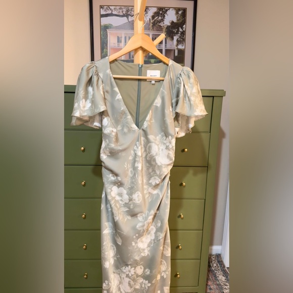 Reformation Sage Green Floral Midi Dress - Picture 10 of 16